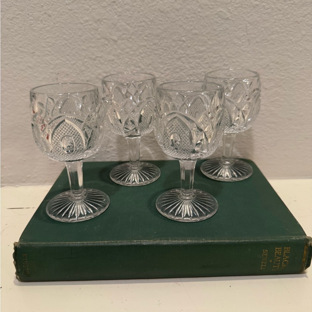 Antique Early 1900s EAPG Wine Cordial Glasses- Set of 4